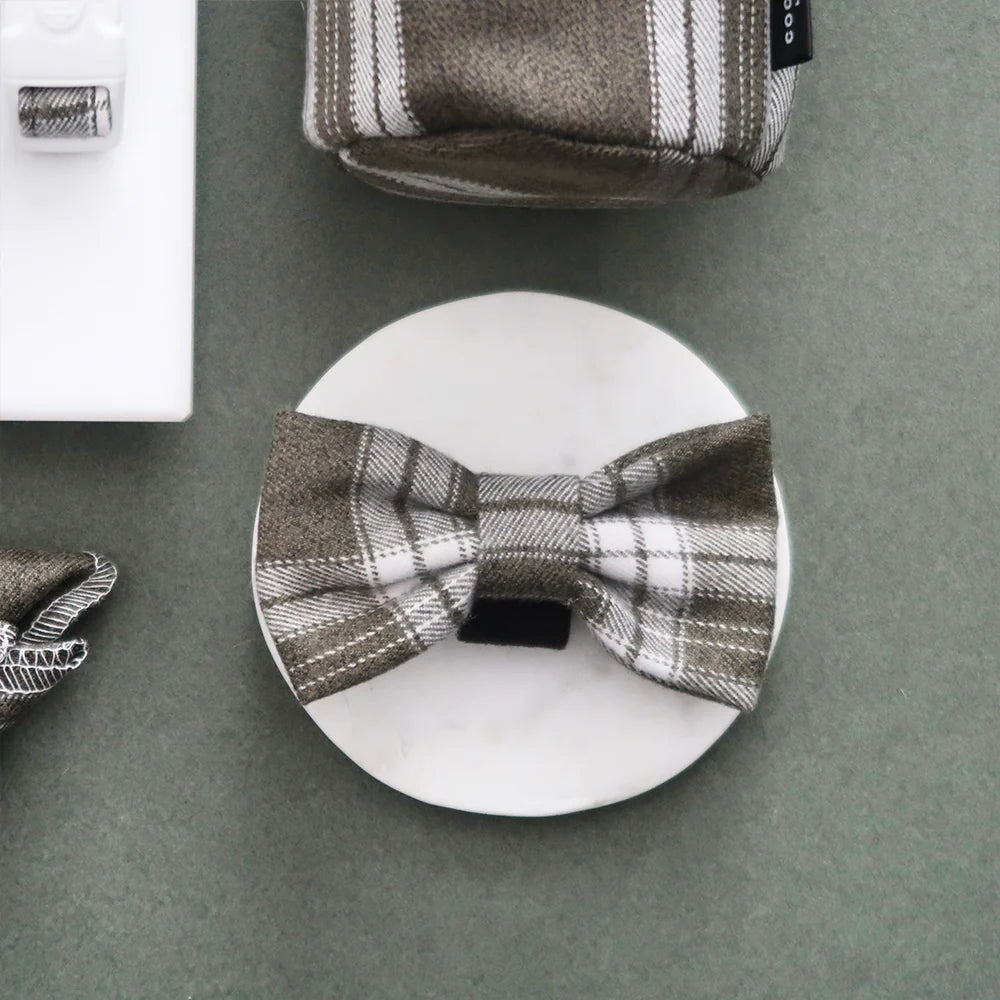 OLIVE CHECK BOW TIE