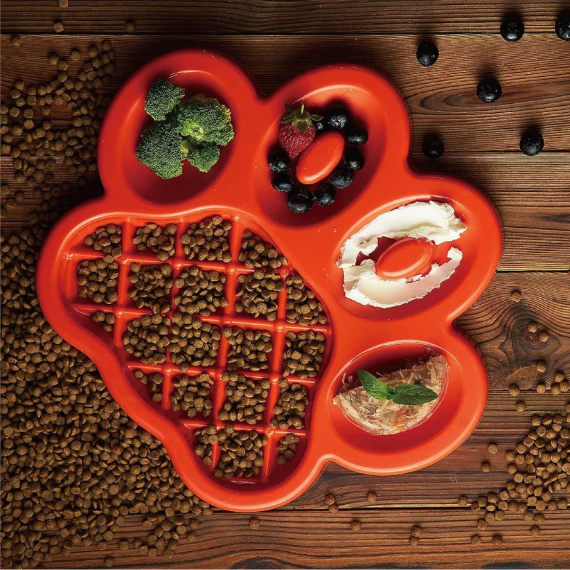PetDreamHouse PAW Dog Slow Feeder Bowl, Puppies or Cats Plate Food Treats Controls Fast Eating Anti Bloating
