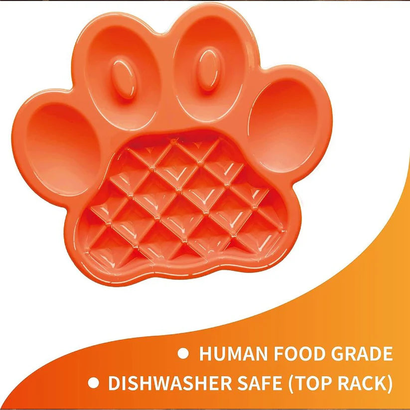PetDreamHouse PAW Dog Slow Feeder Bowl, Puppies or Cats Plate Food Treats Controls Fast Eating Anti Bloating