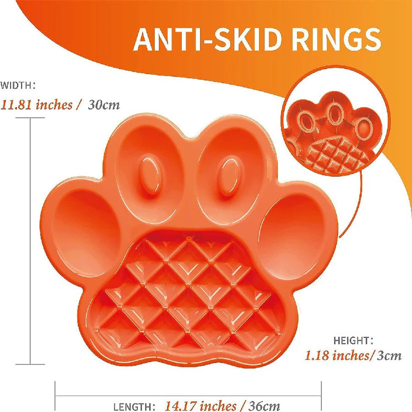 PetDreamHouse PAW Dog Slow Feeder Bowl, Puppies or Cats Plate Food Treats Controls Fast Eating Anti Bloating